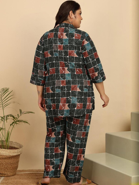 KALINI Plus Size Floral Printed Pure Cotton Top With Palazzos - Image 6