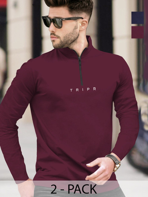 TRIPR Selection Of 2 Long Sleeves Henley Neck T-shirt