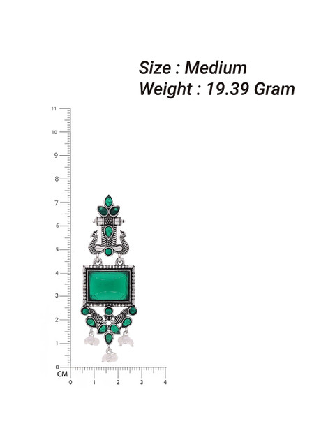 Anouk Silver-Plated Artificial Stones Studded And Beaded Contemporary Drop Earrings - Image 3