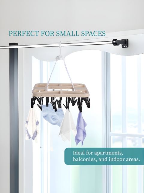 Aura Set Of 2 Beige & Grey Cloth Drying Stand Hanger - Image 7