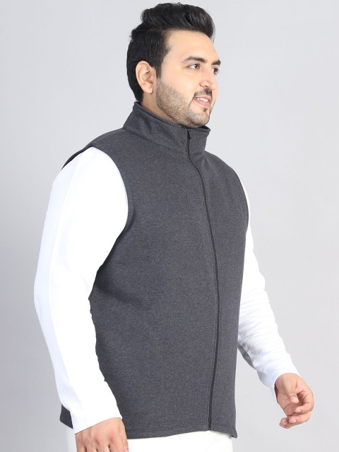 A AND K Men Plus Size Solid Mock Collar Gilet Jacket - Image 3