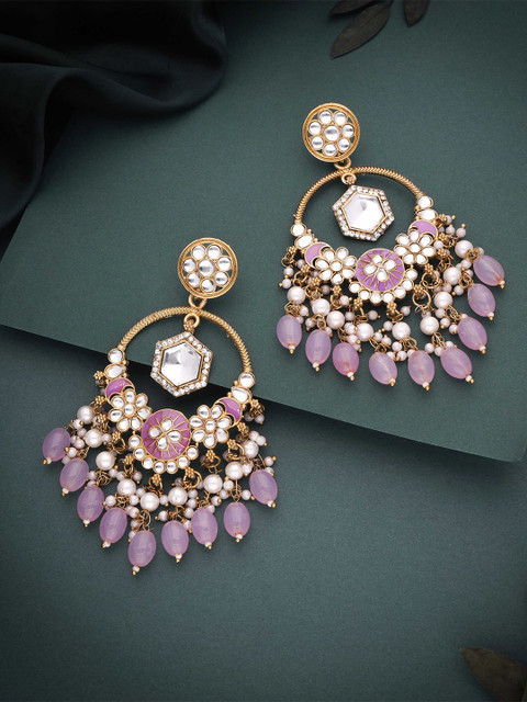 Anouk Silver-Plated Artificial Stones Studded And Beaded Contemporary Chandbalis