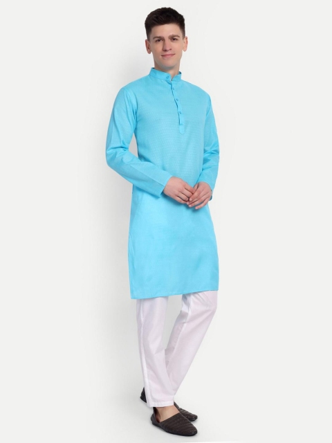 4u Fashion Men Ethnic Motifs Printed Festive Cotton Straight Kurta - Image 3