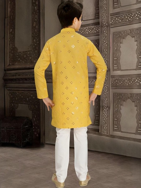 Go Berry Boys Geometric Embroidered Mirror Work Kurta - Image 4