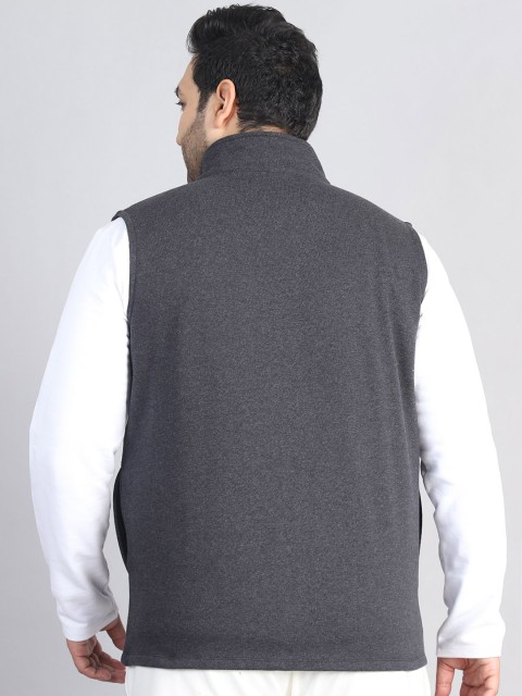 A AND K Men Plus Size Solid Mock Collar Gilet Jacket - Image 4
