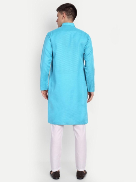 4u Fashion Men Ethnic Motifs Printed Festive Cotton Straight Kurta - Image 5