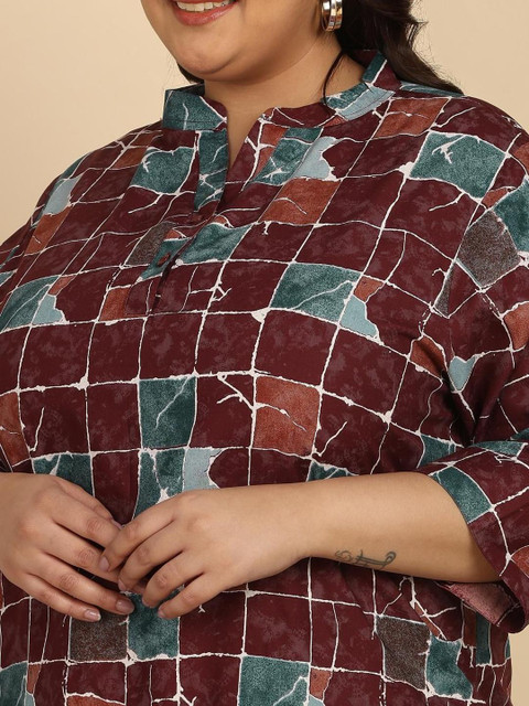 KALINI Plus Size Floral Printed Pure Cotton Top With Palazzos - Image 2