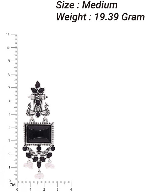 Anouk Silver-Plated Artificial Stones Studded And Beaded Contemporary Drop Earrings - Image 4