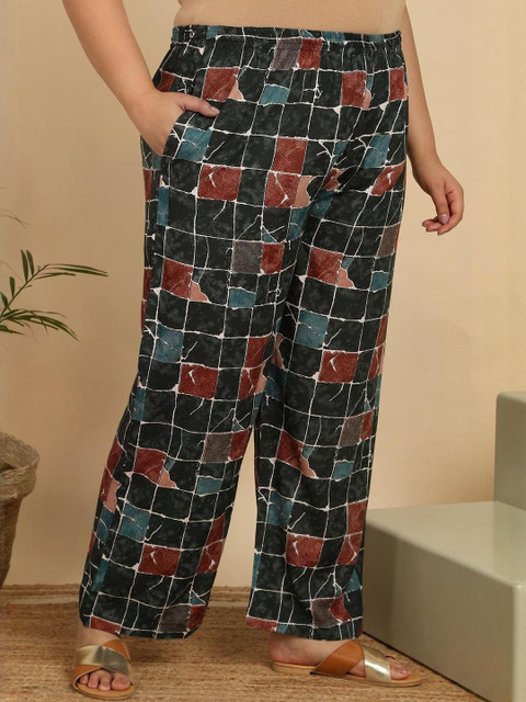 KALINI Plus Size Floral Printed Pure Cotton Top With Palazzos - Image 3