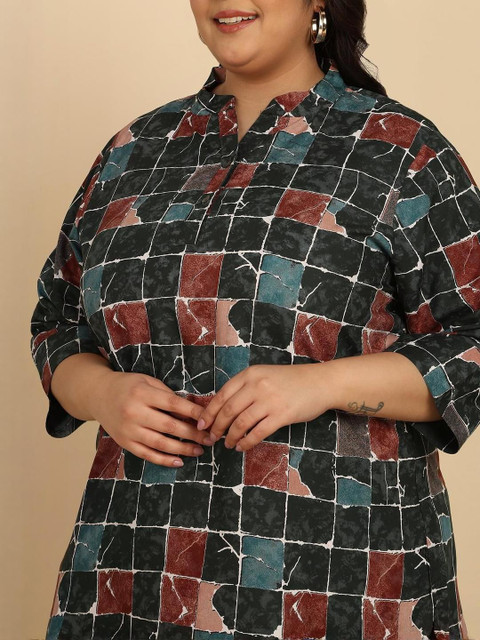 KALINI Plus Size Floral Printed Pure Cotton Top With Palazzos - Image 2