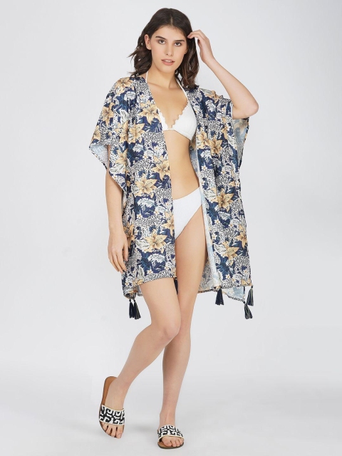 SZN Women Printed Tasselled Shrug