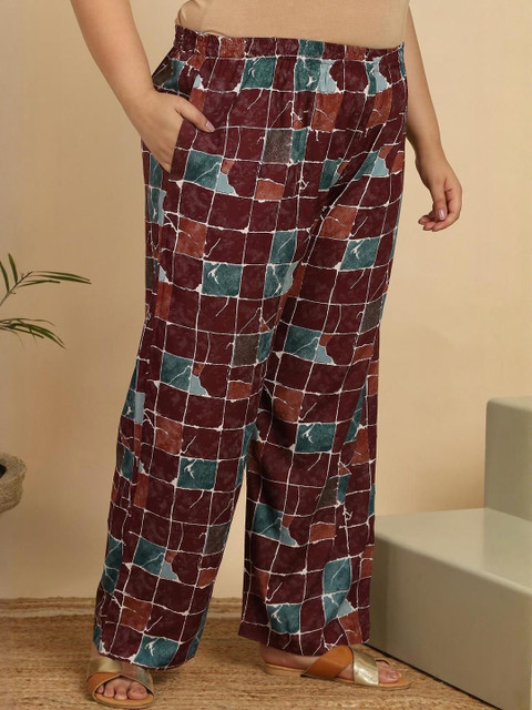 KALINI Plus Size Floral Printed Pure Cotton Top With Palazzos - Image 3