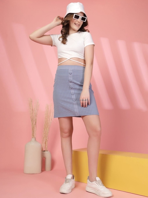 BEING NAUGHTY Checked Straight Above Knee Skirts - Image 6