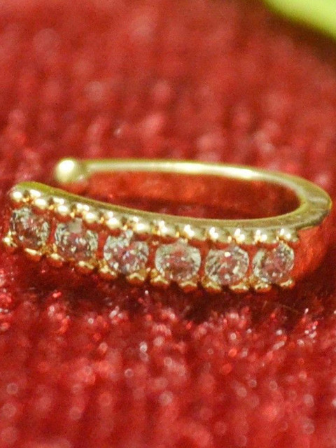 SHREEVARAM Cubic Zirconia Diamond Gold-Plated Brass Nose Ring