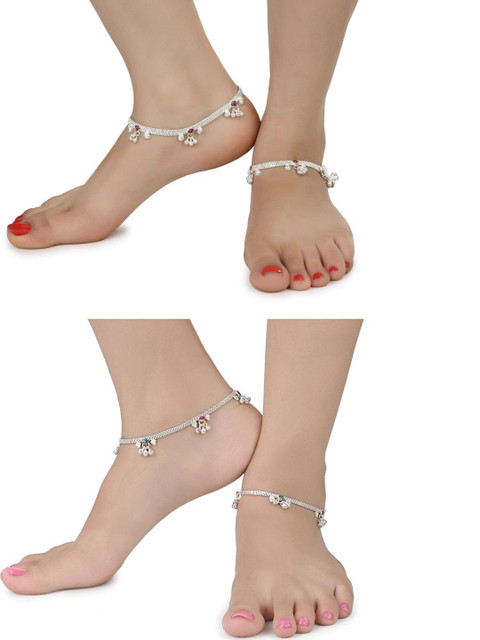 AanyaCentric Set Of 4 Silver-Plated Anklet