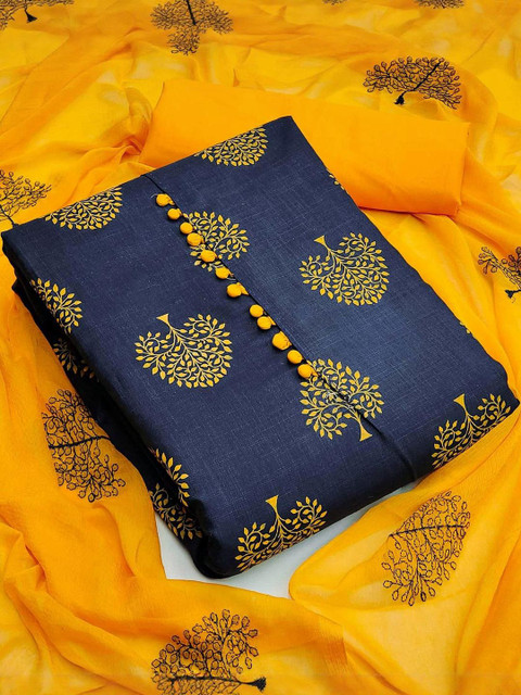 Peachmode Blue Printed Unstitched Dress Material