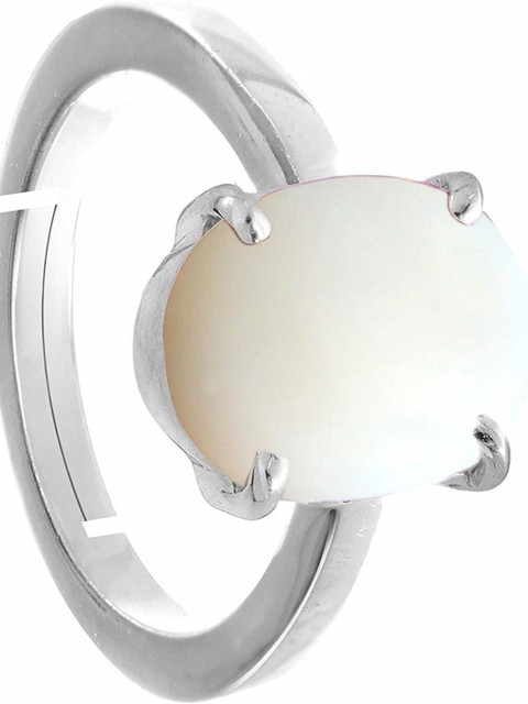 Sidharth Gems 11.25 Ratti 10.00 Crt Silver Plated White Opal Fire Ring Gemstone Opal Ring