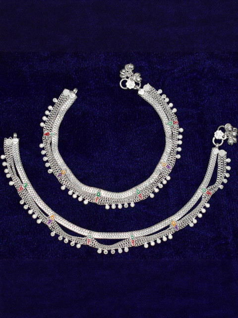 AanyaCentric Set Of 4 Silver-Plated Anklet
