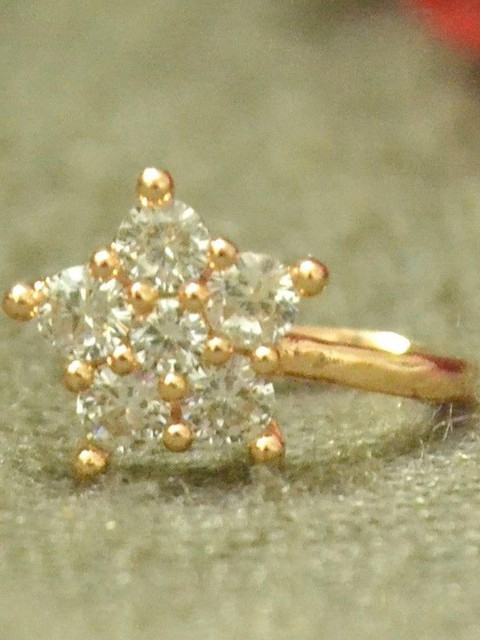 SHREEVARAM Cubic Zirconia Diamond Gold-Plated Brass Nose Ring
