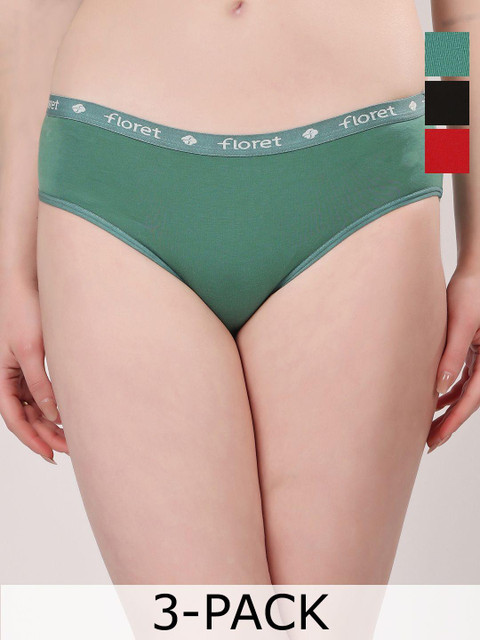 Floret Set Of 3 Basic Mid-Rise Briefs