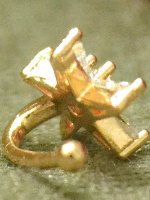 SHREEVARAM Cubic Zirconia Diamond Gold-Plated Brass Nose Ring