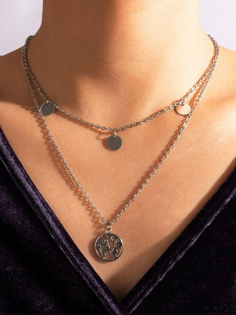 Arzonai Silver-Toned Stainless Steel Necklace