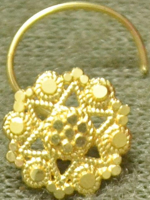 SHREEVARAM Cubic Zirconia Diamond Gold-Plated Brass Nose Ring