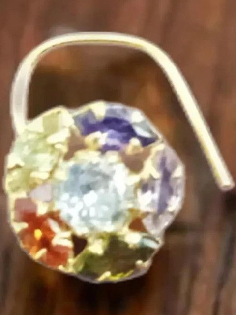 SHREEVARAM Cubic Zirconia Diamond Gold-Plated Brass Nose Ring