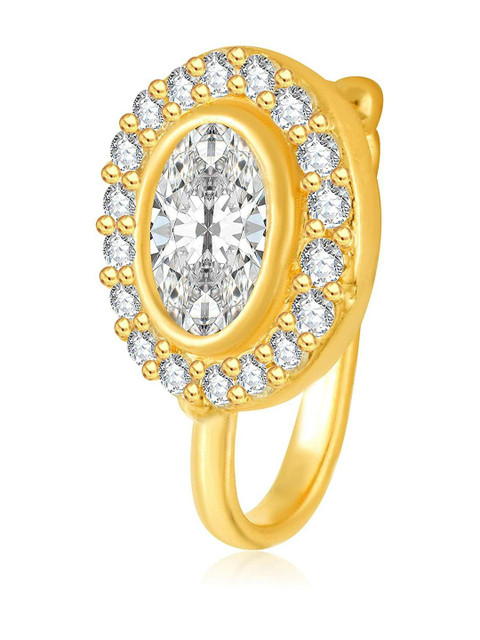 SHREEVARAM Cubic Zirconia Diamond Gold-Plated Brass Nose Ring