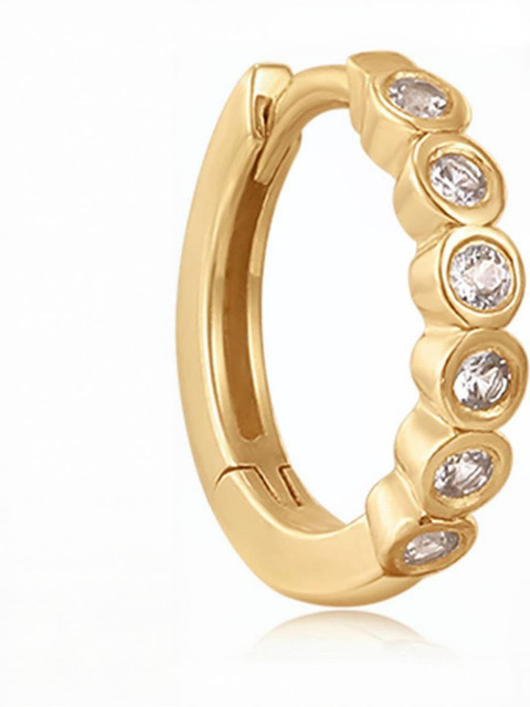 SHREEVARAM Cubic Zirconia Gold-Plated Brass Nose Ring