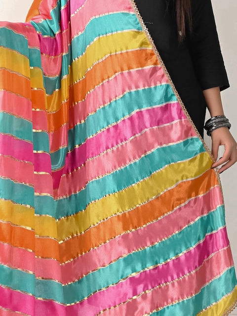 Apratim Striped Gotta Patti Pure Silk Dupatta - Image 2