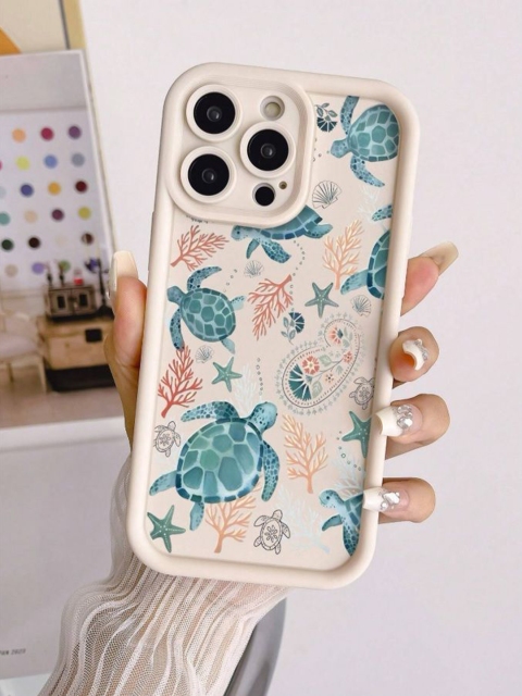 CASE CREATION Women 3D Turtle Painting Concave Seaweed Coral Beach iPhone X Bumper Case