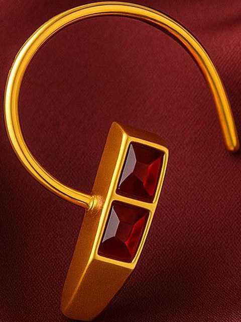 SHREEVARAM Cubic Zirconia Diamond Gold-Plated Brass Nose Ring