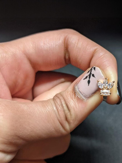 SHREEVARAM Cubic Zirconia Diamond Gold-Plated Brass Nose Ring