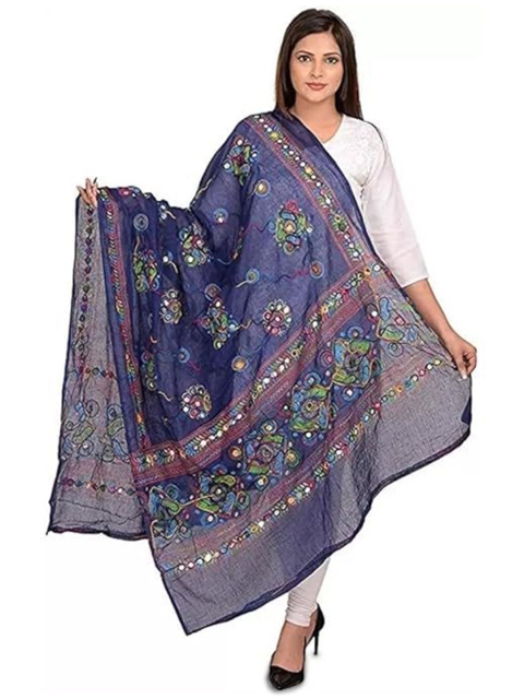 PK HUB Ethnic Motifs Embroidered Dupatta with Mirror Work