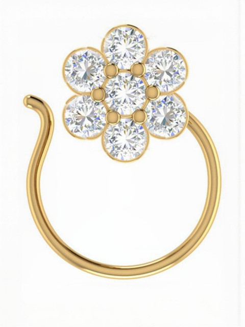 SHREEVARAM Cubic Zirconia Gold-Plated Brass Nose Ring
