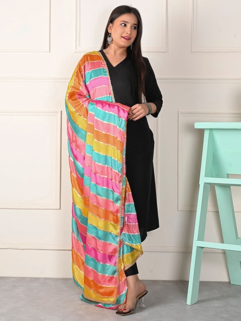Apratim Striped Gotta Patti Pure Silk Dupatta - Image 3