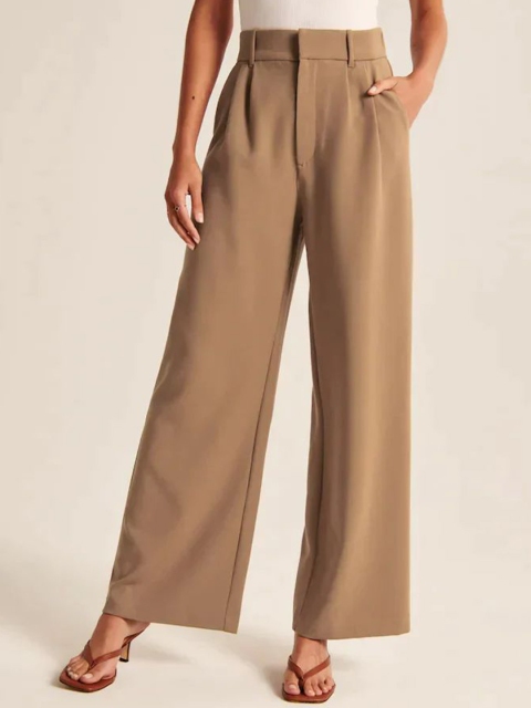 Chemistry Women Relaxed Straight Leg High-Rise Pleated Wide Leg Trousers