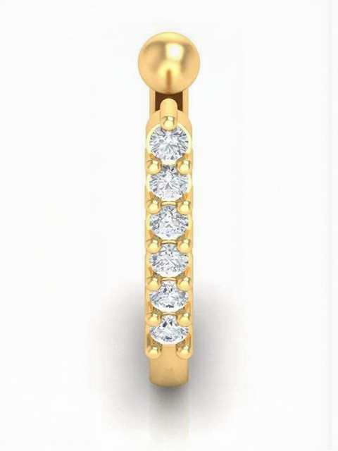 SHREEVARAM Cubic Zirconia Pearl Gold-Plated Brass Nose Ring