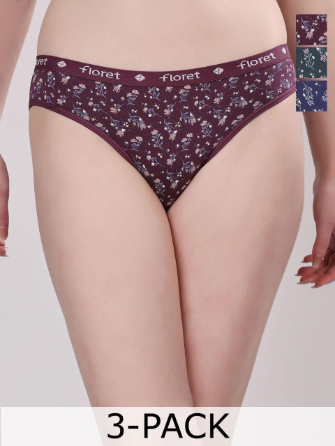 Floret Set Of 3 Bikini Low-Rise Briefs