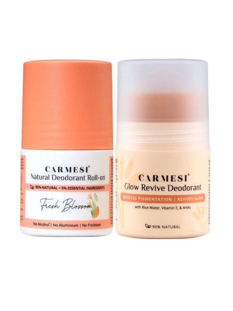 CARMESI Women Set Of 2 Glow Revive & Fresh Blossom Underarm Roll On Deodorant- 50 ml Each