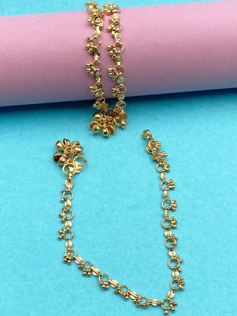 AanyaCentric Set Of 2 Gold-Plated Anklet