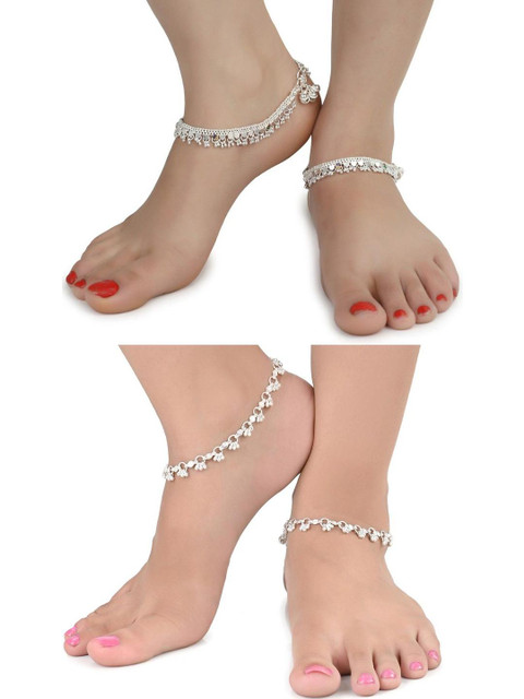 AanyaCentric Set Of 4 Silver-Plated Anklet