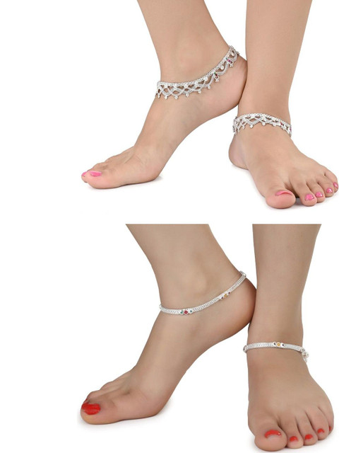 AanyaCentric Set Of 4 Silver-Plated Anklet