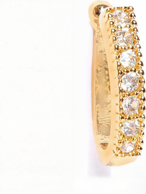 SHREEVARAM Cubic Zirconia Diamond Gold-Plated Brass Nose Ring