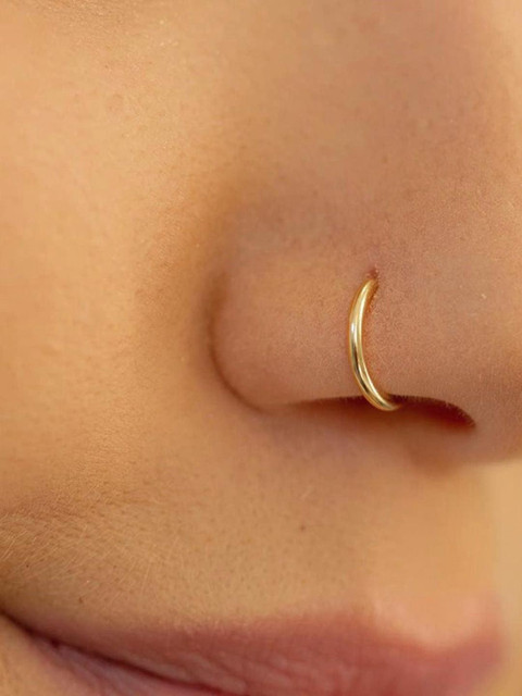 SHREEVARAM Pack of 2 Gold-Plated Brass Nose Ring