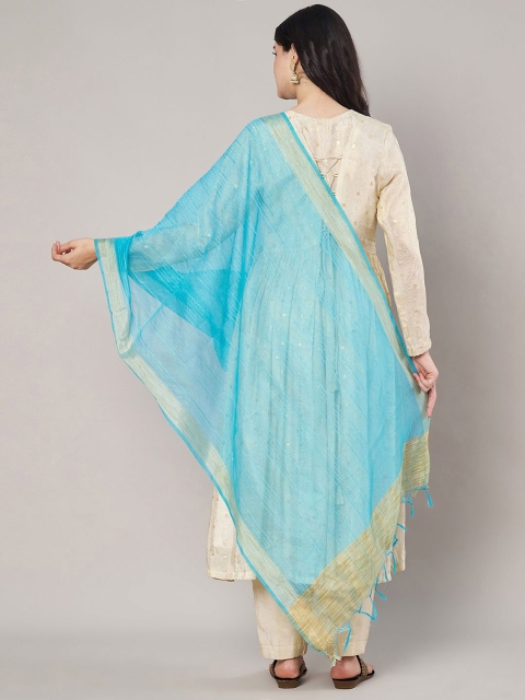 MUFFLY Woven Design Dupatta with Zari - Image 4