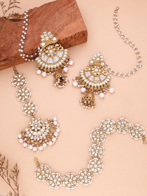 Anouk Gold-Plated Earring & Maang Tikka Set