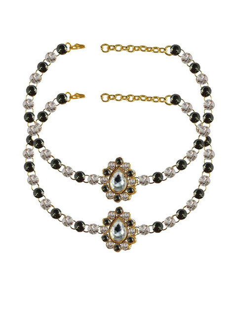 Vidhya Kangan Multi Stone Stud-Gold Plated Brass Anklet