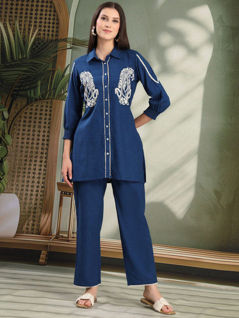 Nayam By Lakshita Women Paisley Embroidered Kurti with Palazzo